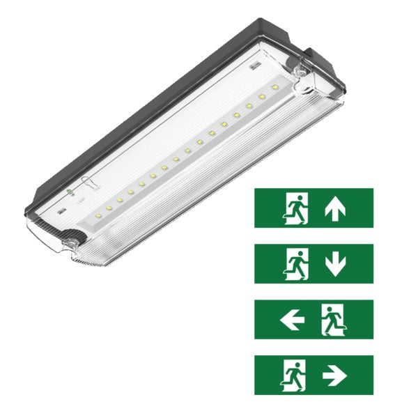 Noodverlichting Pan - 3W - IP65 - Zwart ( Inclusief Pictogrammen ) - Outledtl.nl
